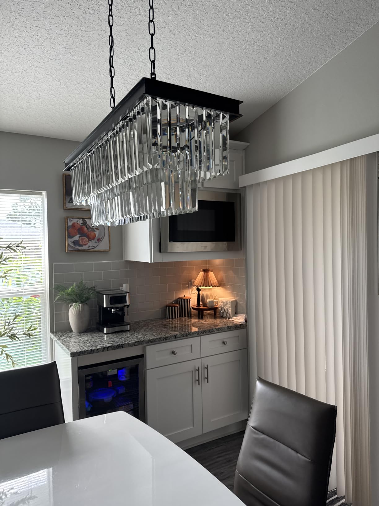 Weesalife Black Crystal Chandeliers for Dining Room, 9-Lights L28 Inch | Modern Rectangle Chandeliers for Dining Room Light Fixtures Over Table, Kitchen Island Bar, Adjustable Height, E12 Base customer photo 1