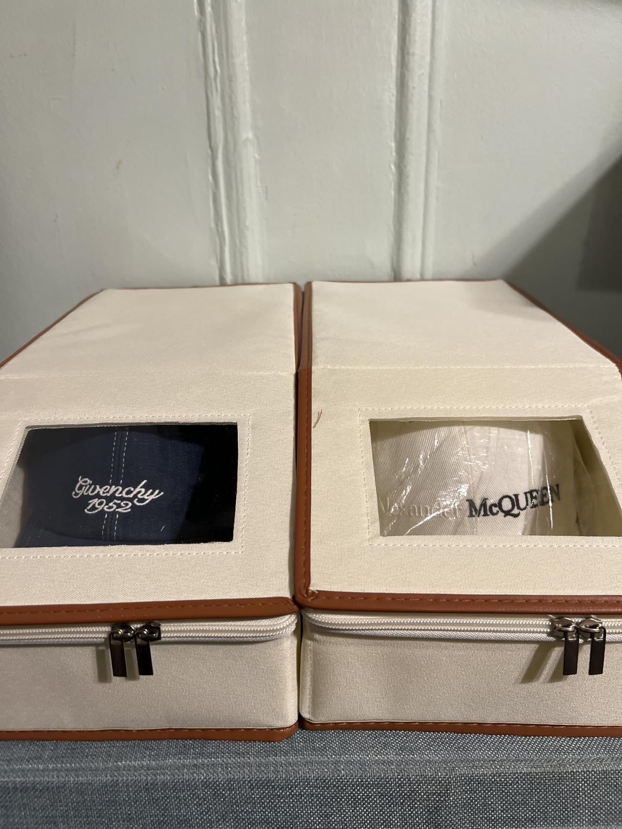 Stackable Hat Storage for Baseball Caps - Hat Organizer with Clear Window | 2PCS Stackable Storage with Clear Window Lid, Flip-Top Access, Space-Saving Hat Box for Closet, Breathable Fabric customer photo 1