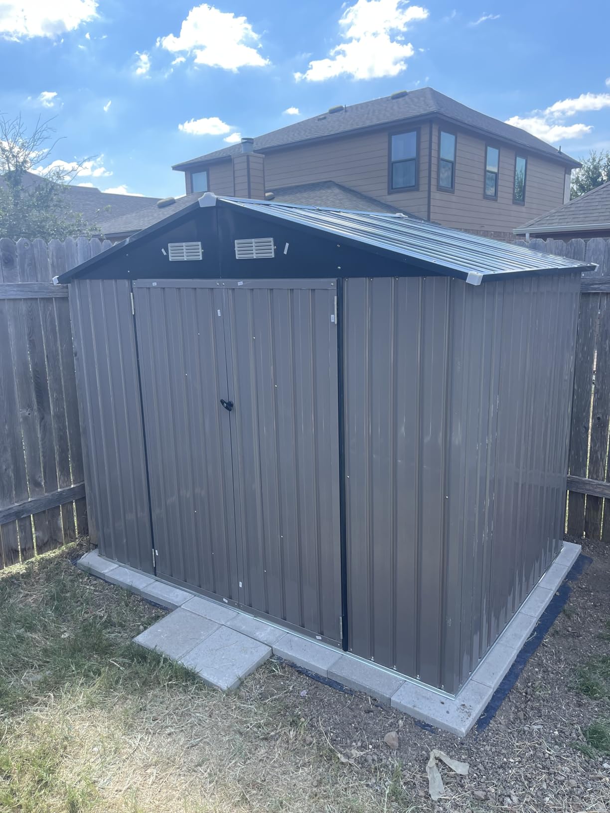 Aoxun 7.3'x5.3' Shed with Floor Galvanized Steel Outdoor Storage Shed Brown | Metal Garden Shed with Double Doors, Moisture-Proof Floor & Ventilation, Sloped Roof for Garden, Patio, Backyard customer photo 2