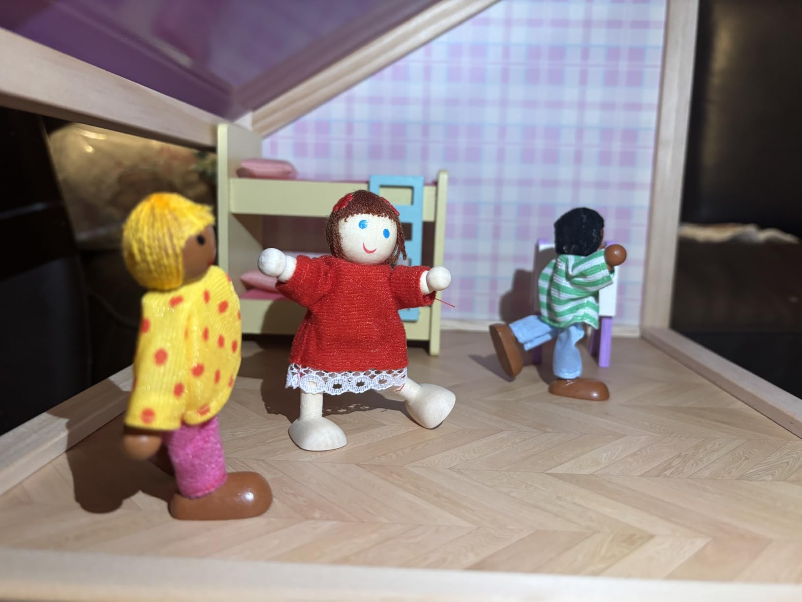 Tiny Land Wooden Dollhouse for Girls - 6 Rooms Wooden Doll House | DIY Pretend Doll House with 31Pcs Furniture Accessories, Creative Gift for Girl Ages 3+, Green customer photo 1