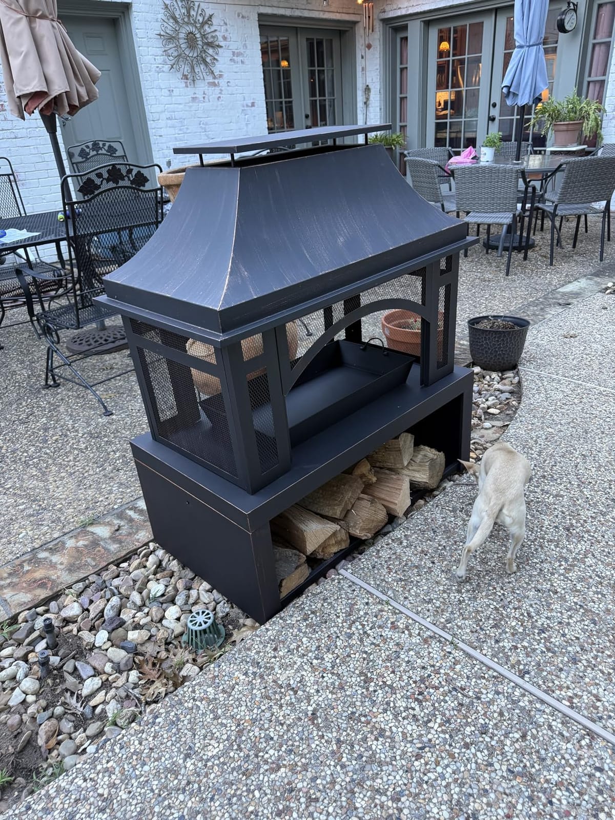 Panovue 39 Inch Fire Pits with Outdoor Chimney and Wood Storage customer photo 1