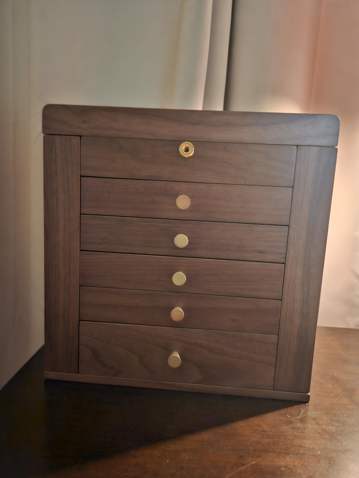 Black Walnut Wooden Jewelry Box for Women, 6 Layer | Locking Large Wood Jewelry Organizer with 2 Side Doors & Mirror, For Watch Necklace Ring Earring, Velvet-Lined, Gift customer photo 1