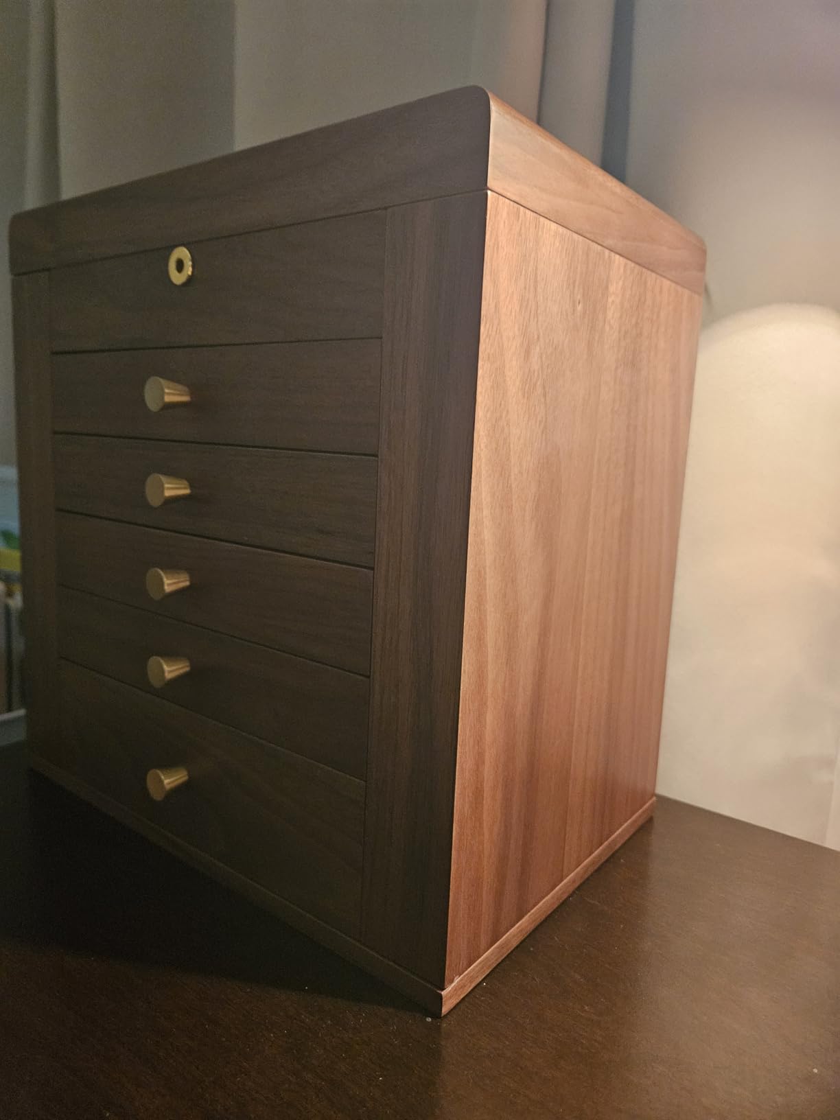 Black Walnut Wooden Jewelry Box for Women, 6 Layer | Locking Large Wood Jewelry Organizer with 2 Side Doors & Mirror, For Watch Necklace Ring Earring, Velvet-Lined, Gift customer photo 2