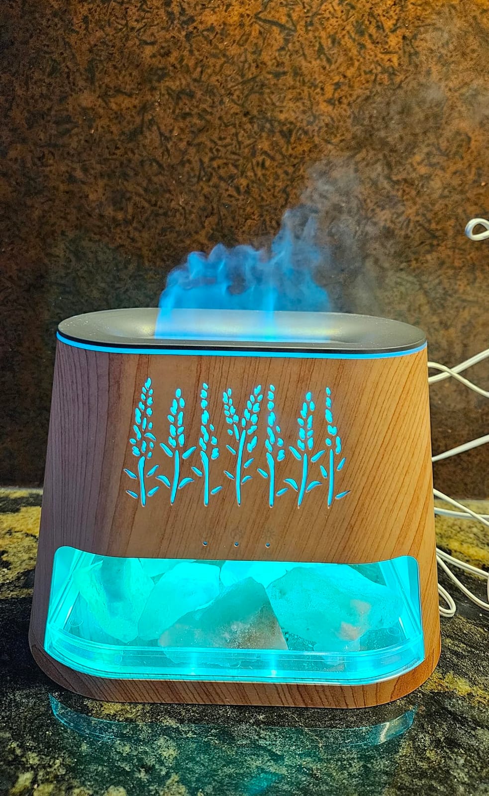 Fireplace Flame Diffuser & Himalayan Salt Lamp, 8 Colors Aromatherapy Diffuser Cool Mist Humidifier with Timer Auto Off Function for Home, Bedroom, Office, Yoga customer photo 1