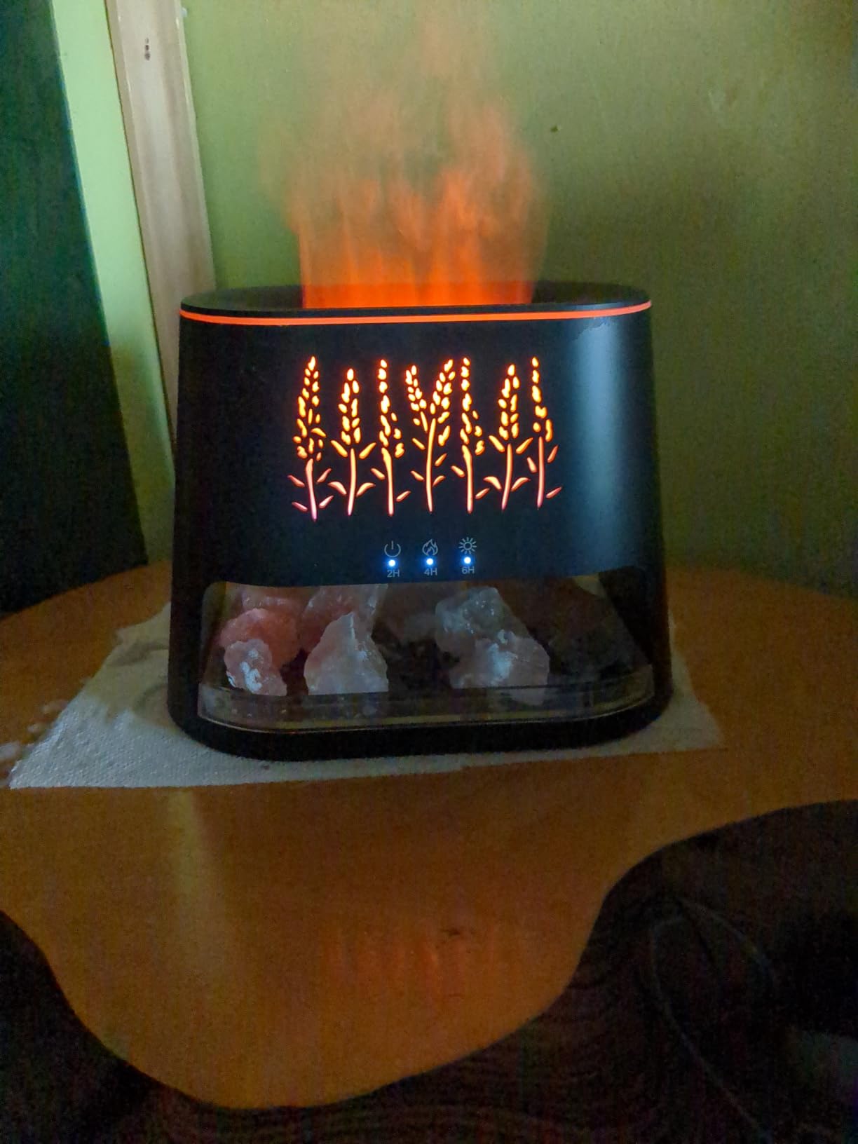 Fireplace Flame Diffuser & Himalayan Salt Lamp, 8 Colors Aromatherapy Diffuser Cool Mist Humidifier with Timer Auto Off Function for Home, Bedroom, Office, Yoga customer photo 2