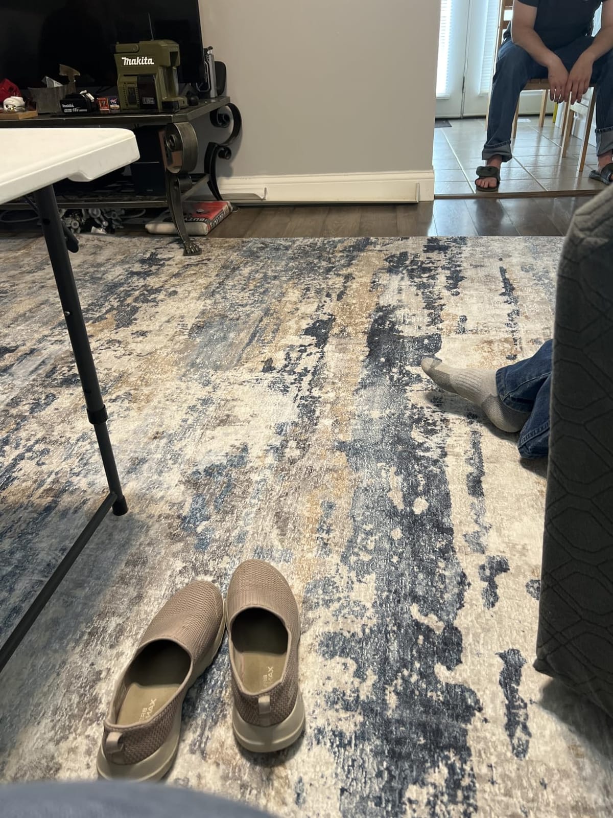 pmtsns Area Rugs 8x10 for Living Room: Washable Rug Modern Abstract Neutral Soft Non-Slip Low-Pile Indoor Large Carpet for Bedroom Dining Room Playroom Home Office (Blue Grey Brown) customer photo 1