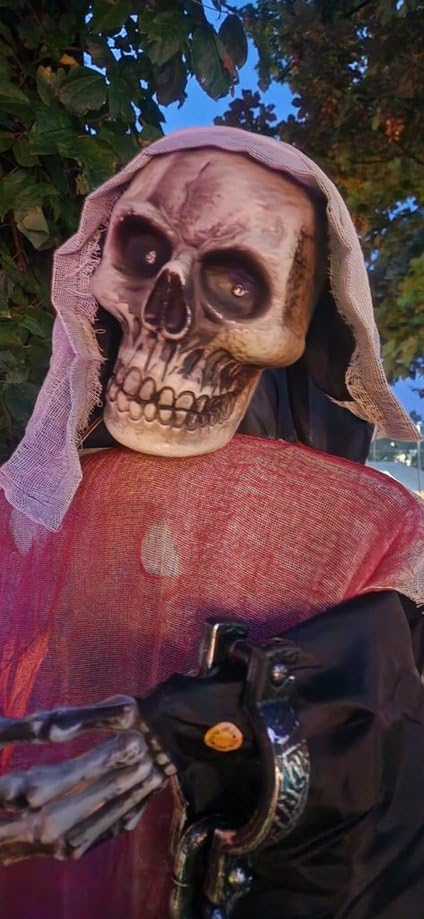 Halloween Decorations Outdoor, 6 Ft Large Animated Grim Reaper with Big Chain, Sound & Touch Activated with Creepy Sound - Scary Props House Decor for Garden Yard Lawn Indoor Decoration Animatronics customer photo 2