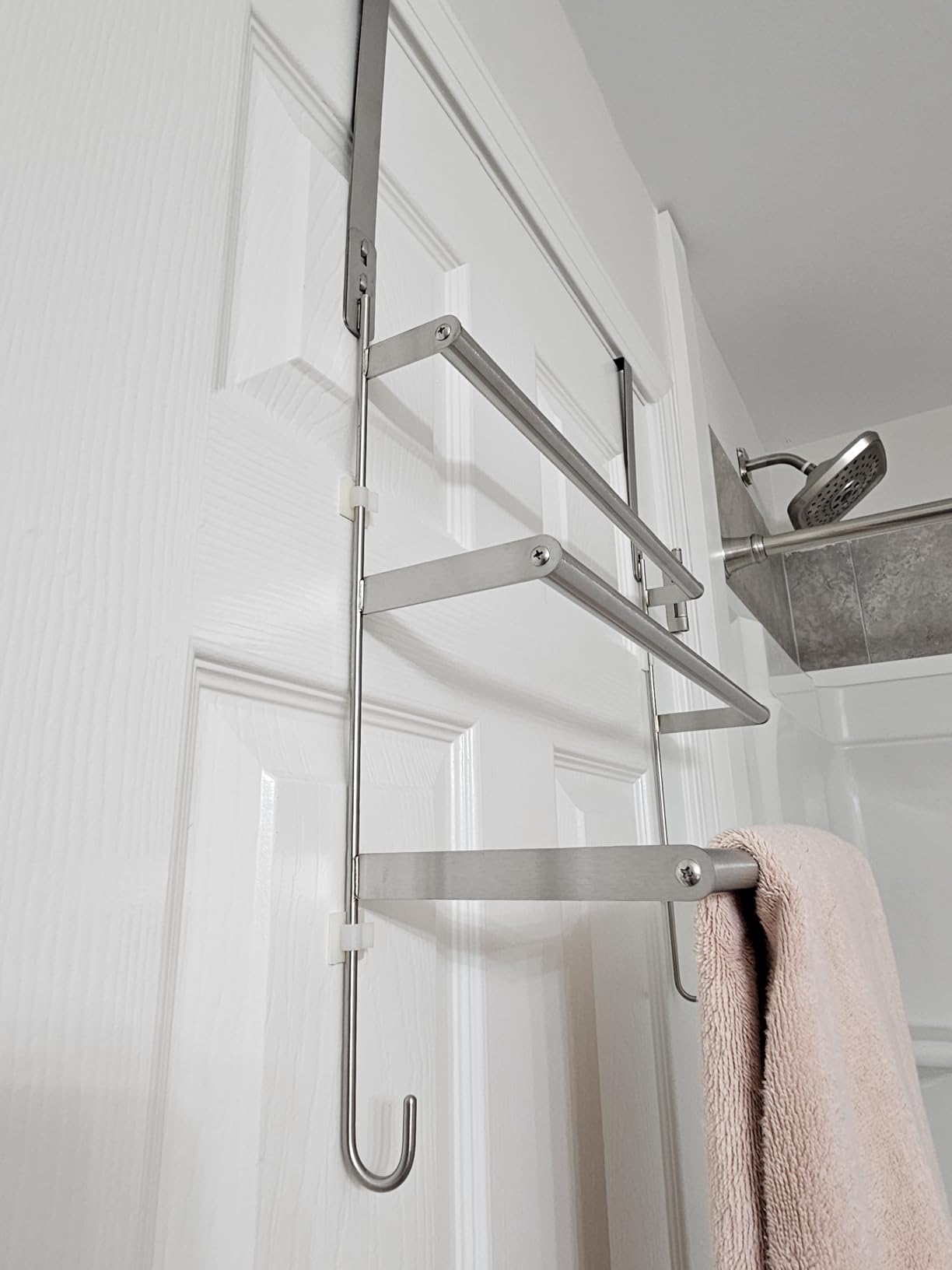 FLE Over The Door Towel Rack, Door Towel Bar, Black | Over Door Design, Stainless Steel Door Towel Rack, Rust-Resistant, Space-Saving for Bathroom customer photo 2
