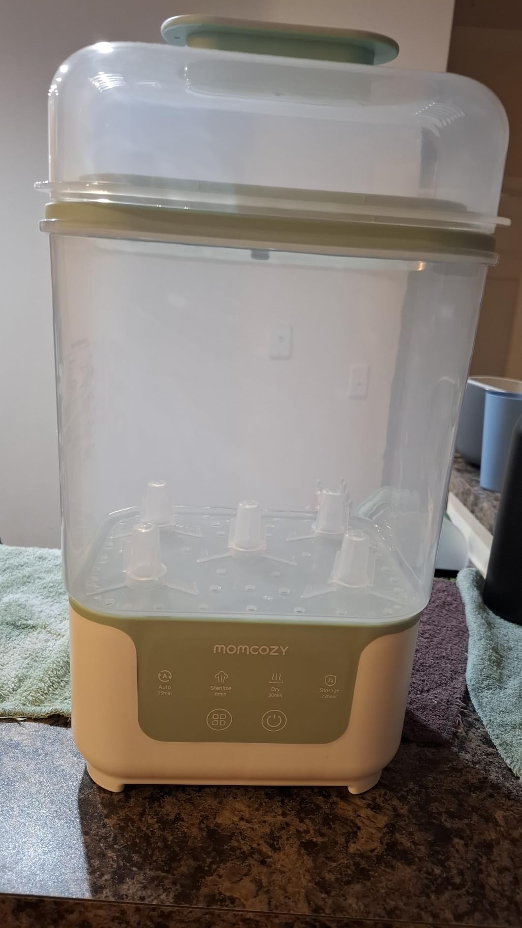Momcozy New Modular Nesting 4 in 1 Compact Bottle Sterilizer and Dryer | Space-Saving Design, 6 Bottles Capacity, for Breast Pump Parts & Newborn Essentials, Drying Rack Included, for New Parents customer photo 1
