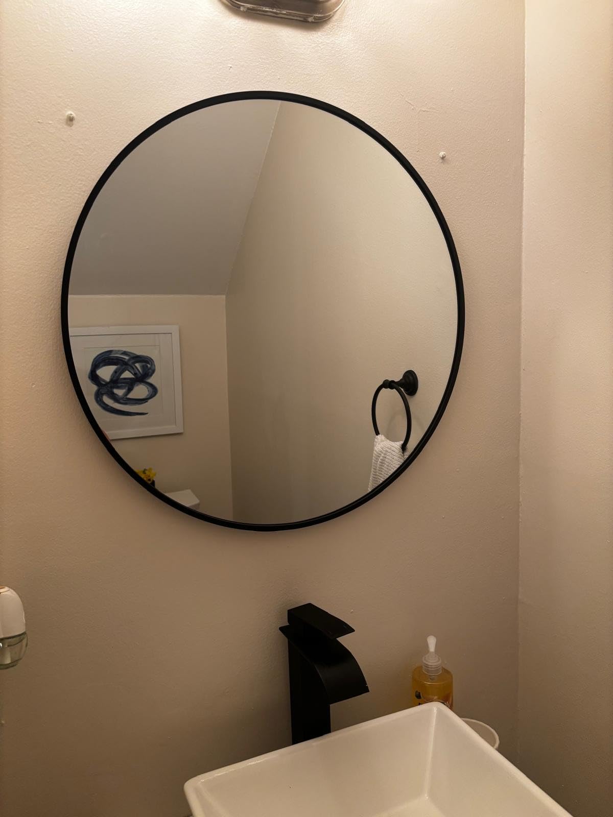 Round Mirror 30 inch, Circle Black Mirror, Matte Black Metal Frame | Large Circular Wall Mounted Mirrors for Bathroom, Bedroom, Entryway, Living Room, Hallway, Over Sink, Vanity, Wall Decor, Rustic customer photo 1