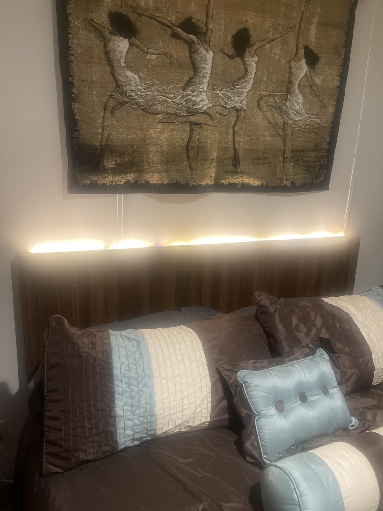 Queen Size Headboard Only, Modern Fluted Wall-Mounted Head Board with Lighting, Boho Wood Bed headboard Stylish Bedroom Decor, Natural customer photo 2