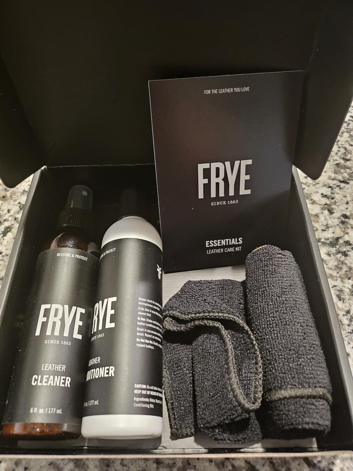 Frye Leather Care Kit - 4 Piece Set with U.S.-Made Leather Cleaner & Conditioner - Brush, Cloth, and Gift Box - Leather Shoe & Boot Cleaning Kit customer photo 2
