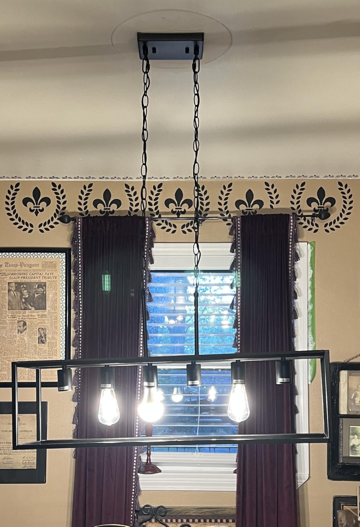 6 Light Black Chandeliers for Dining Room, Adjustable Height Linear Chandelier Kitchen Light Fixture, Modern Farmhouse Chandelier Rectangle Island Light for Kitchen Hanging Light Fixtures customer photo 2