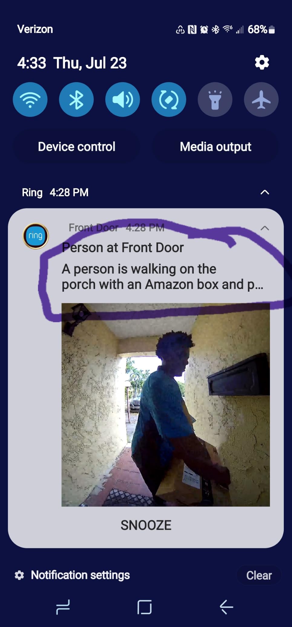 Ring Battery Doorbell 2K (newest model) Retinal 2K with wide-angle video, up to 6x Enhanced Zoom, Two-Way Talk, and Built-In Battery, Speckled Gray customer photo 2