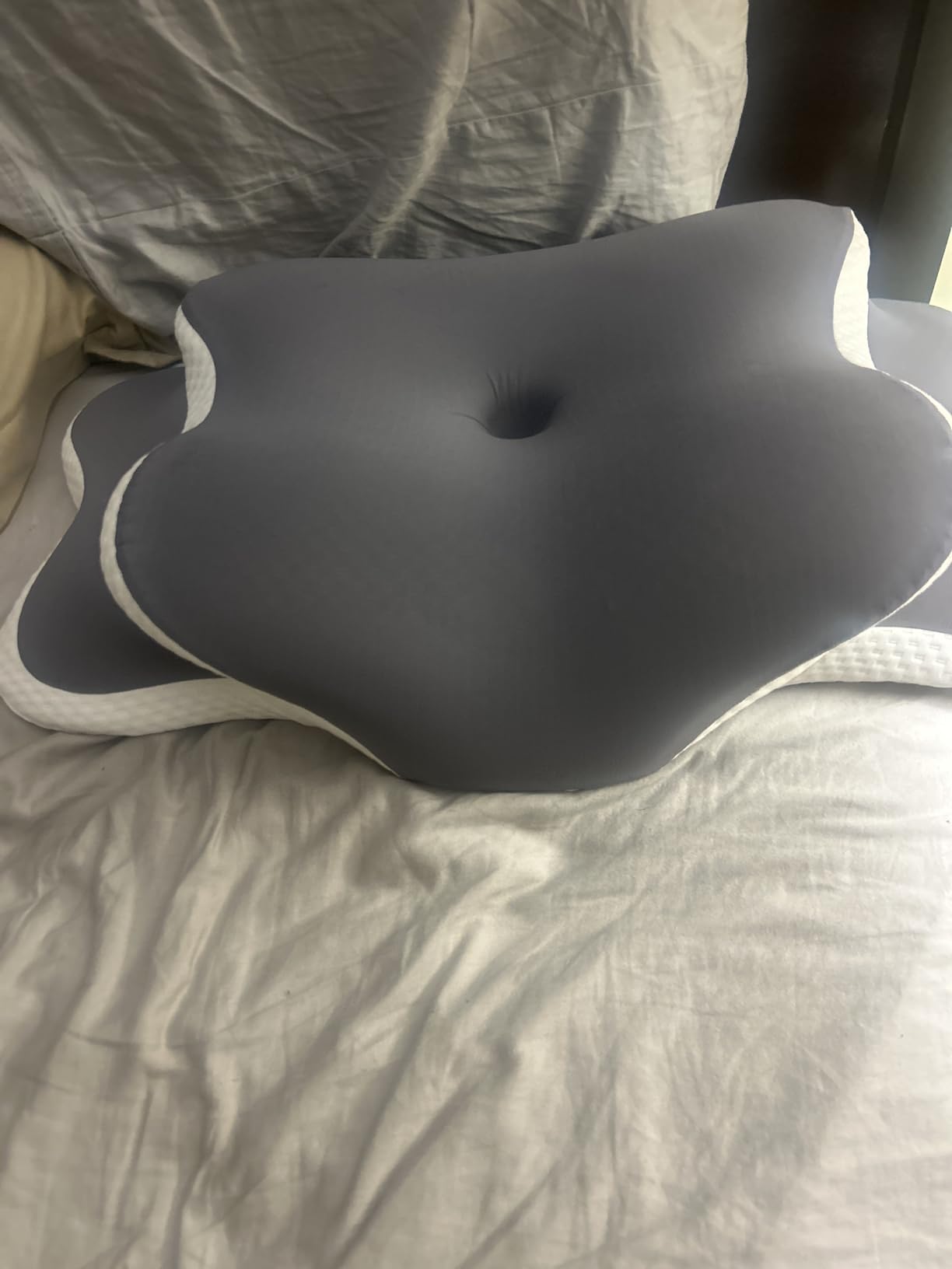 Ergo Pillow for Sleep Apnea, Neck Pain, and Snoring Relief | Cervical Neck Pillow for Neck Pain Relief & Side Sleeper | Orthopedic Memory Foam with Ergonomic Neck Support, Gray, Standard customer photo 2