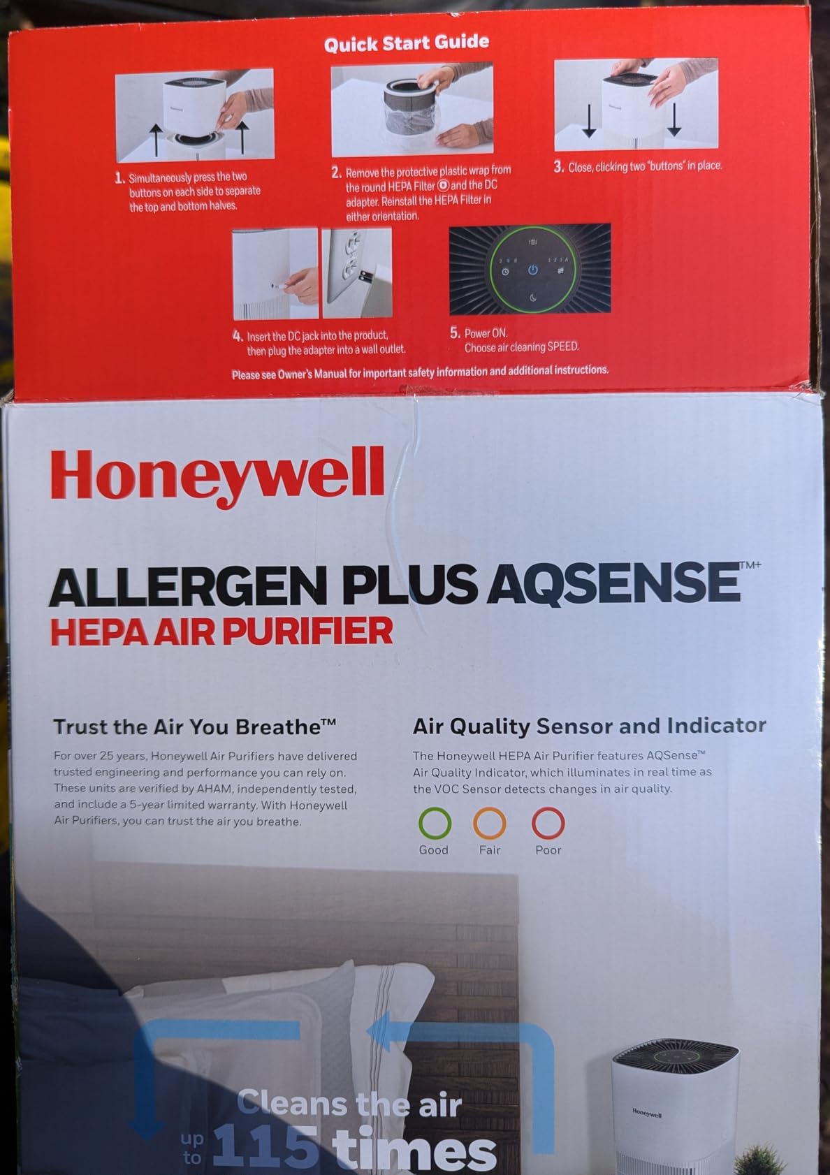 Honeywell Allergen Plus Compact HEPA Small Room Air Purifiers, Black, HPA125B customer photo 1