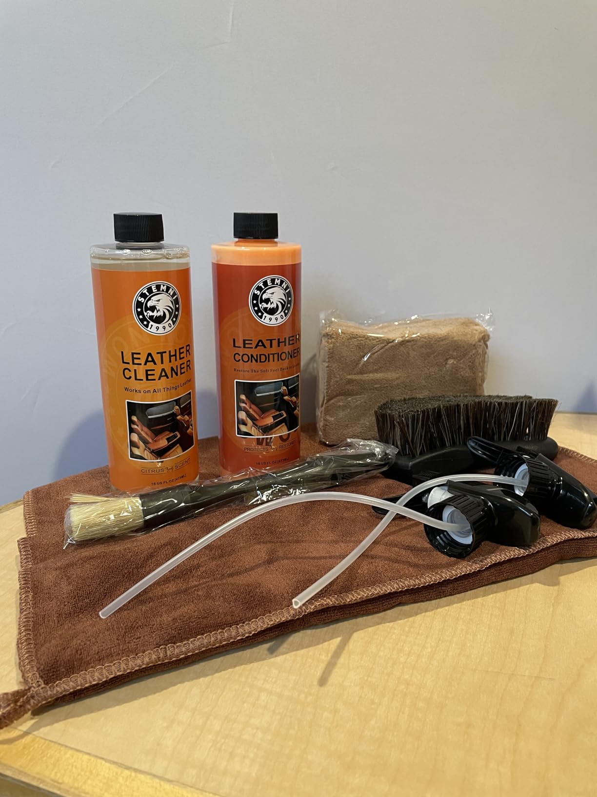 Car Leather Cleaner and Conditioner Kit, Leather Care Cleaning Kit with Horse Hair Cleaning Brush - Safe for Car Interiors, Furniture, Boots, Bags & Apparel - Deep Cleaning, Non-Greasy Restorer customer photo 2