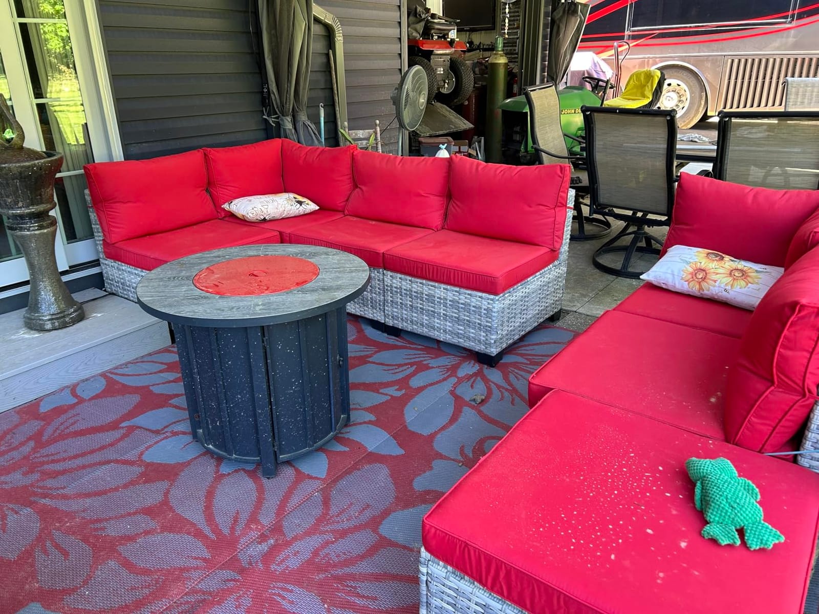 Outdoor PE Wicker Rattan Modular Patio Sectional Sofa Set | 9-Piece: 6 Modular Seats, Coffee Table & 2 Ottomans, Grey customer photo 2