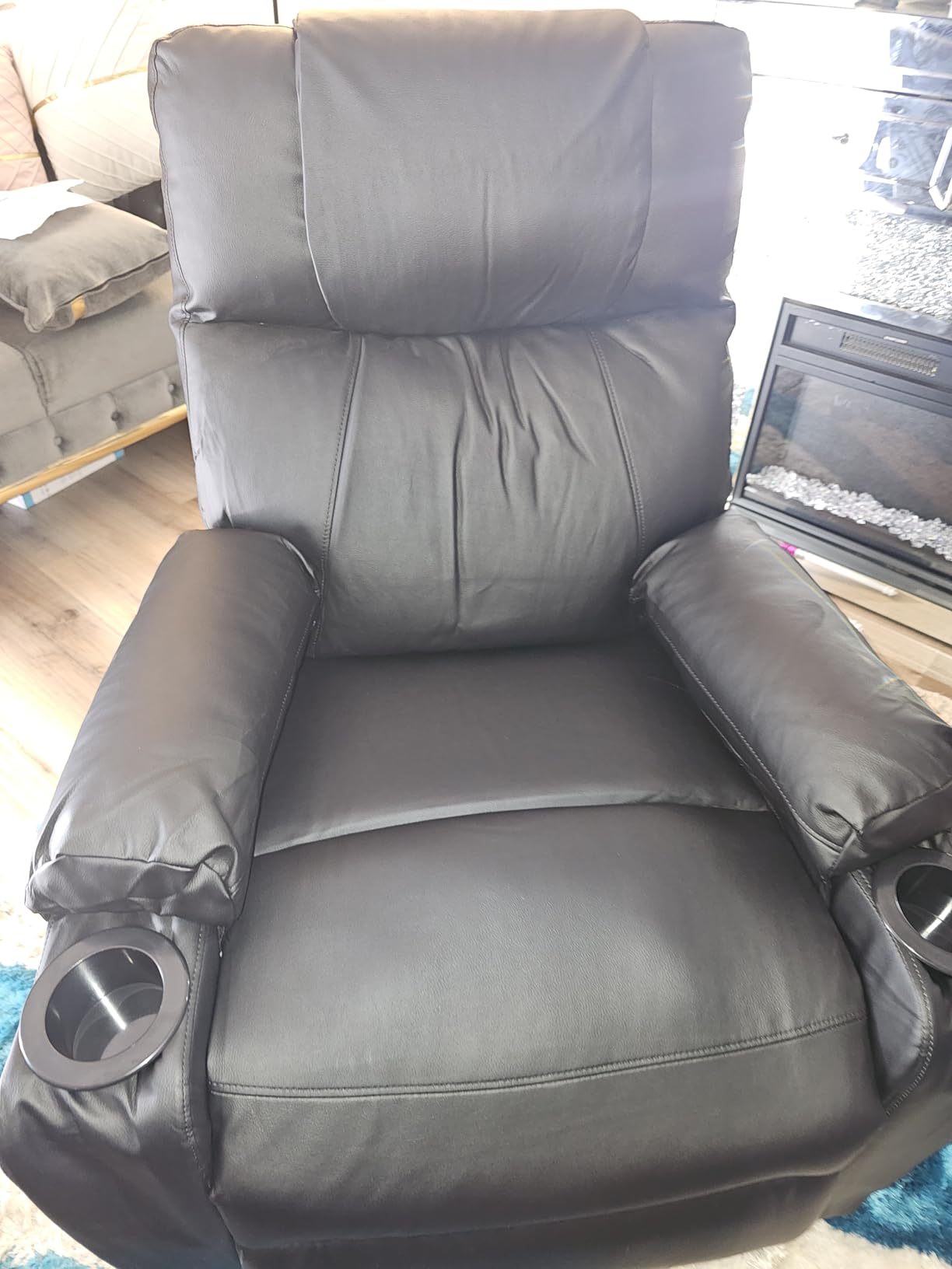 Power Lift Recliner Electric Chair for Elderly with Massage & Heat, Black | Cup Holder Fits Standard Wine Glasses, Easy-to-Clean PU Leather, 160 Adjustable Recliner with Remote and Stand Assist customer photo 1