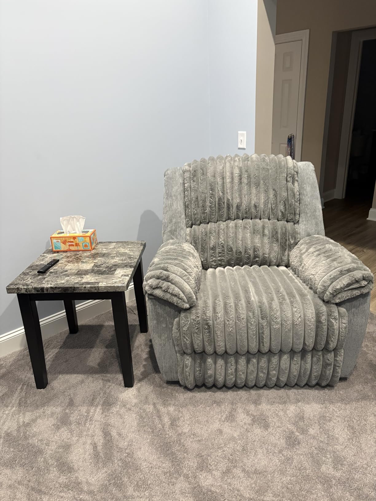 Oversized Power Recliner Zero Gravity with USB Port for Big Man Faux Fur Electric Extra Large Reclining Chairs for Living Room Soft Lumbar Support,26