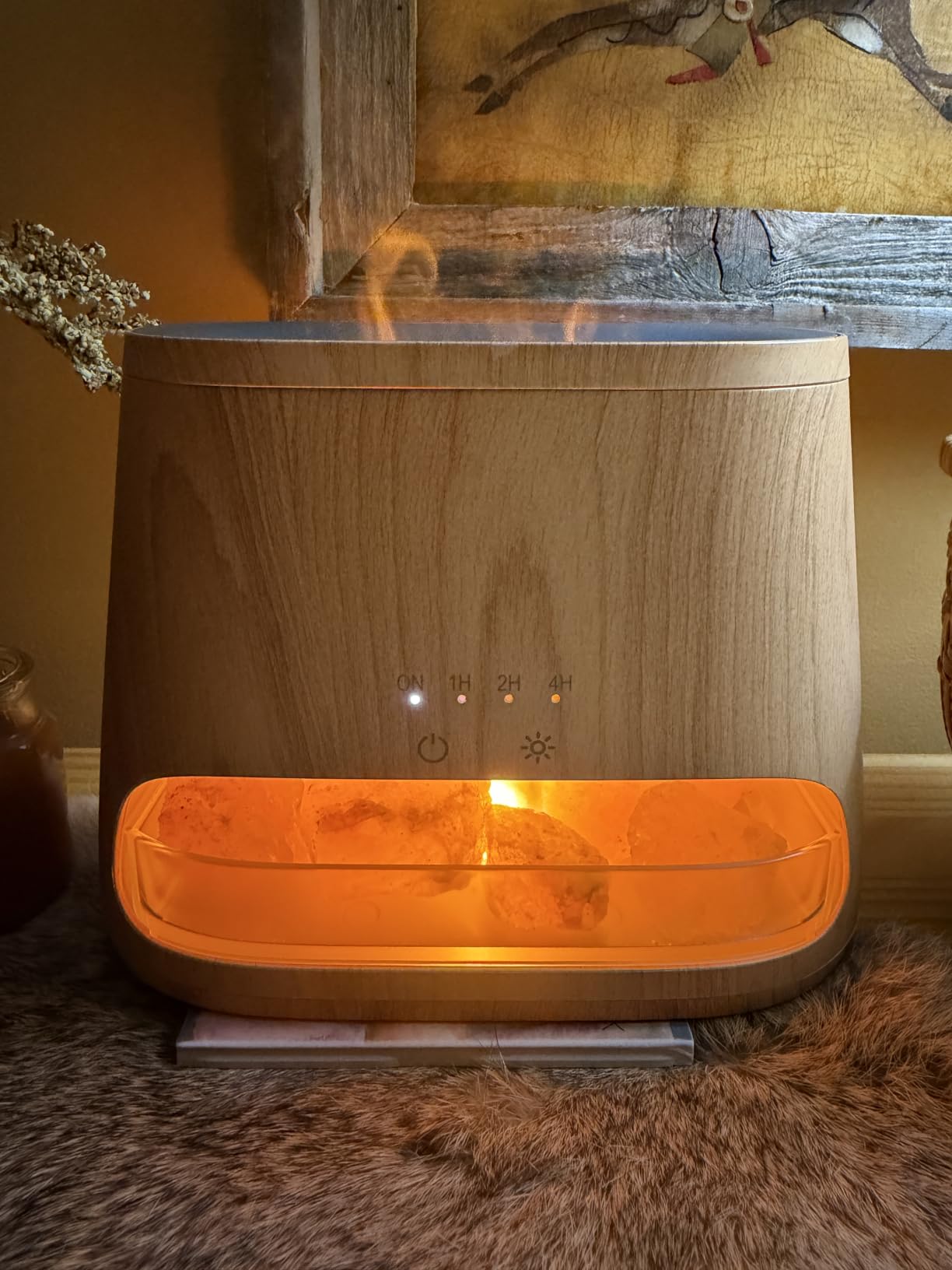 SALKING 2-in-1 Essential Oil Diffuser for Home, 150ml Salt Lamp Diffuser | Himalayan Salt Therapy, Aromatherapy Diffuser Cool Mist Humidifier, Auto Shut-Off, Ambient Glow, Bedroom, Black Wooden Grain customer photo 1