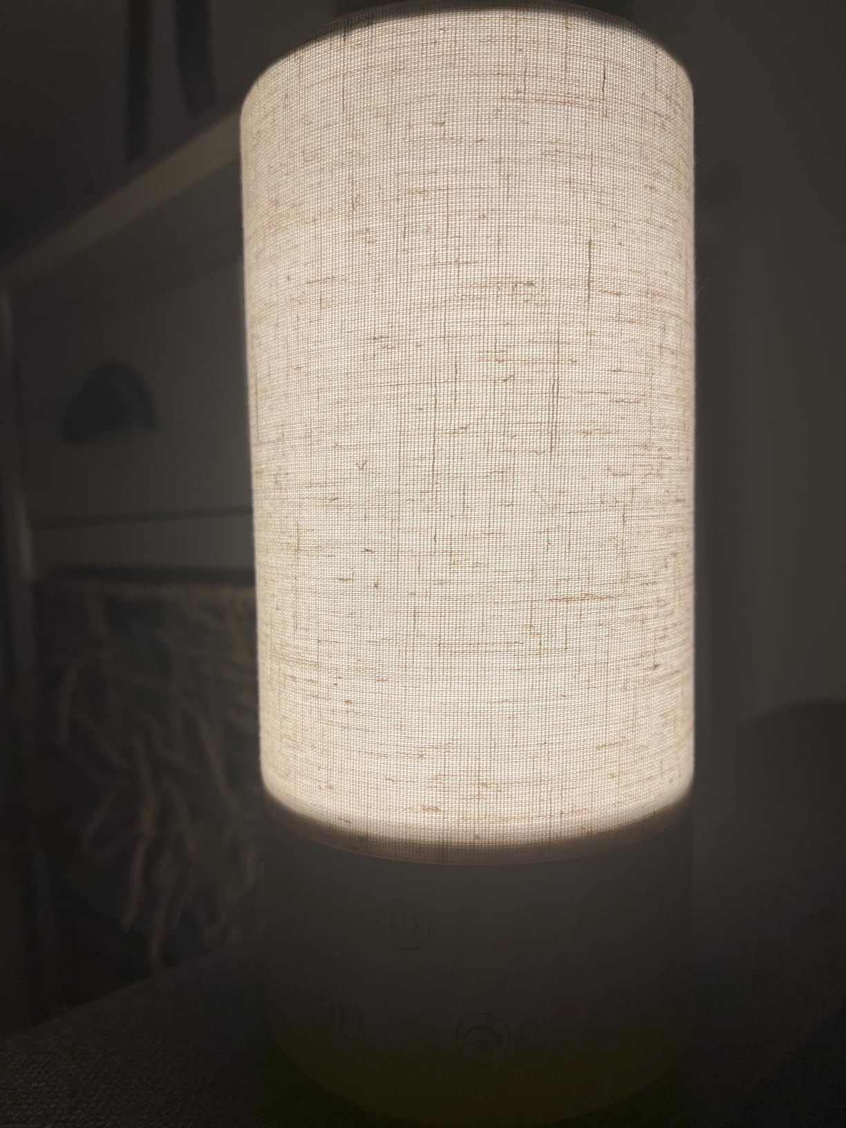 Caromolly Light Therapy Lamp, Happy Lamp 10,000 LUX UV Free with 3 Color Temperature & 5 Brightness Level, Full Spectrum Light Wood Base Round Flaxen Fabric Shade for Home, Office, 4