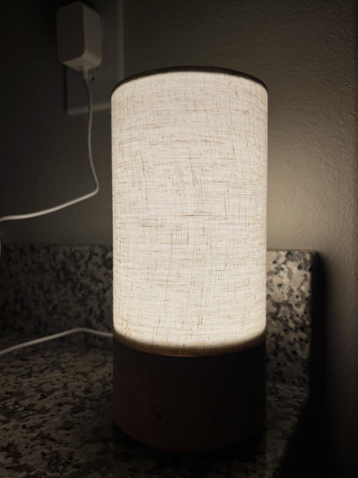 Caromolly Light Therapy Lamp, Happy Lamp 10,000 LUX UV Free with 3 Color Temperature & 5 Brightness Level, Full Spectrum Light Wood Base Round Flaxen Fabric Shade for Home, Office, 4