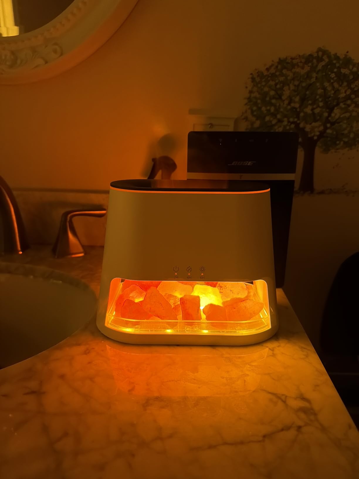Luxury Himalayan Salt Lamp Humidifier & Aromatherapy Diffuser - 8 Color Mood Lighting w/Remote for Spa, Bedroom, Home Relaxation 260ml (White) customer photo 2