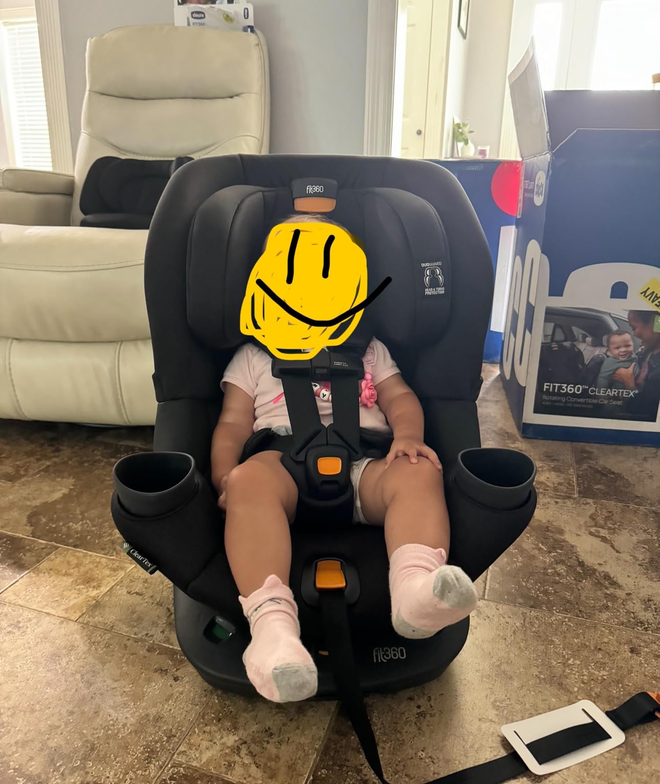 Chicco Fit360 Rotating Convertible Car Seat, 360° Rotation, LeverLock | Convertible toddler car seat, Carbon/Grey, ClearTex, GREENGUARD Gold, 4-40 lbs rear-facing, ASIP, magnetic chest clip customer photo 1