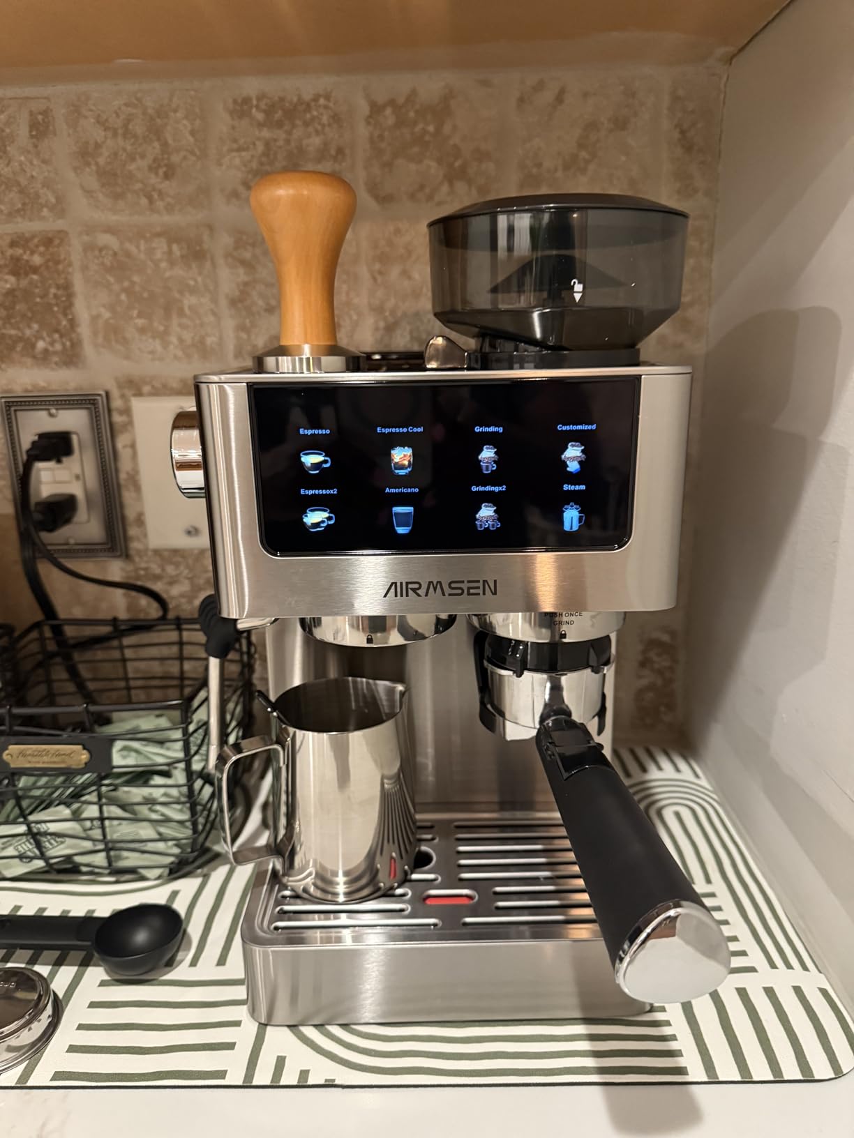 AIRMSEN Espresso Machines with Burr Grinder, 20 Bar, Milk Frother Steam Wand, Stainless Steel Coffee Maker for Home - Cappuccino Latte & Cold Brew Iced Coffee Maker & Americano customer photo 1