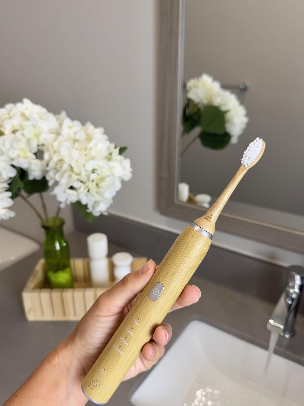 Better & Better Bamboo Sonic Electric Toothbrush | 37,000 VPM | Plant-Based Bristles, No Microplastics | 4 Modes, 2-Min Timer | Rechargeable | Soft, Eco-Friendly | Safe for Braces & Sensitive Gums customer photo 1