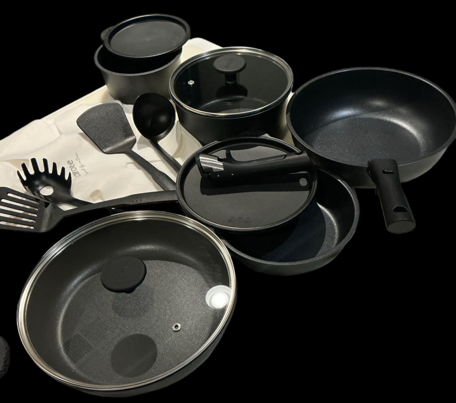 CAROTE 19pcs Ceramic Cookware Sets, Black and Gray, Pots and Pans Set Non Stick Non Toxic, Induction Cookware, Kitchen Cookware Sets, Pots Set for Healthy Cooking customer photo 1