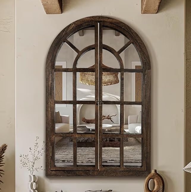Farmhouse Window Mirror for Wall, 36
