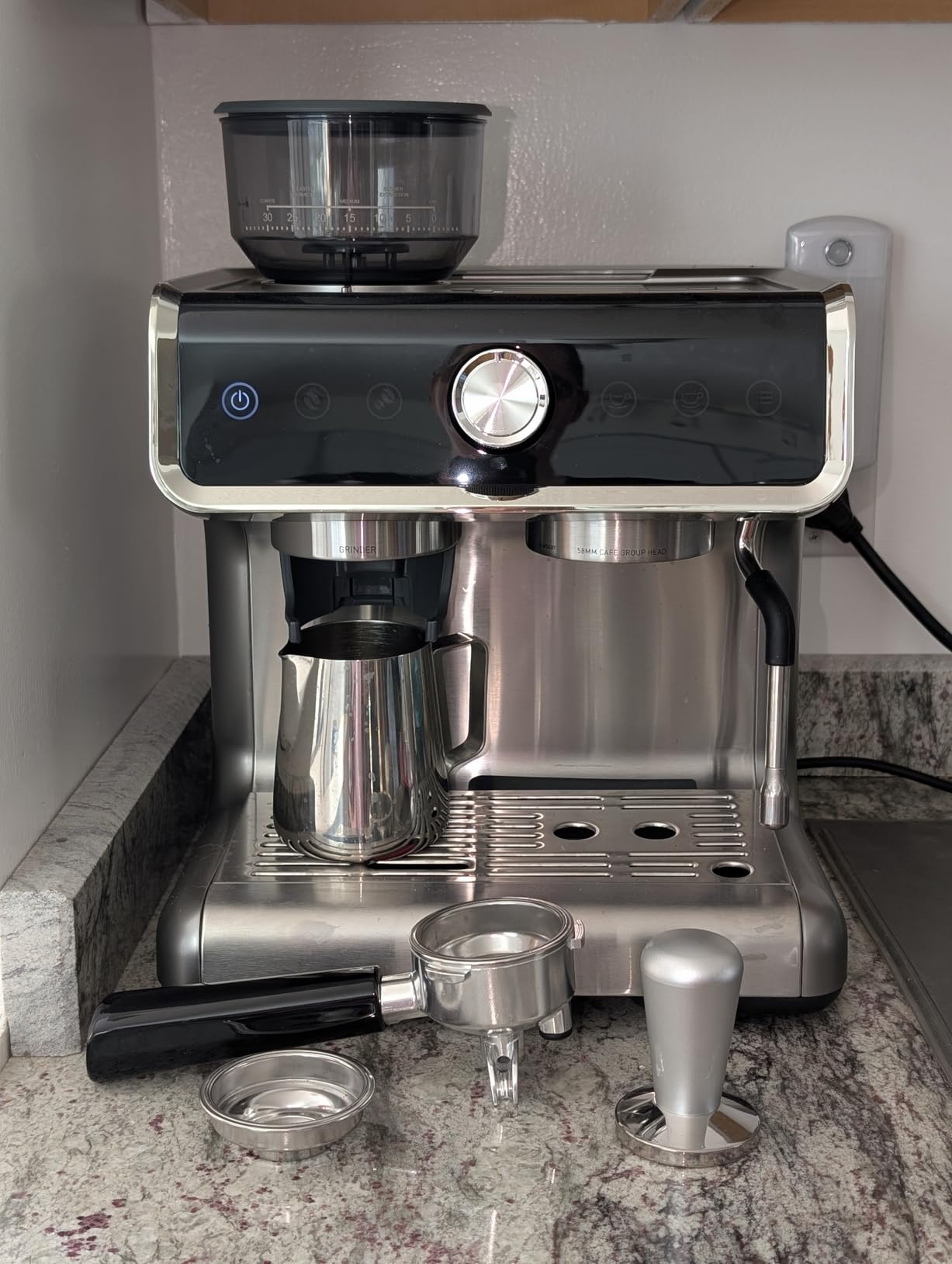 EUHOMY Espresso Machine with Grinder and Milk Frother, 20 Bar Pressure System | 58mm Portafilter, PID Temperature Control, Steam Wand, Removable Water Tank for Cappuccino and Latte customer photo 2