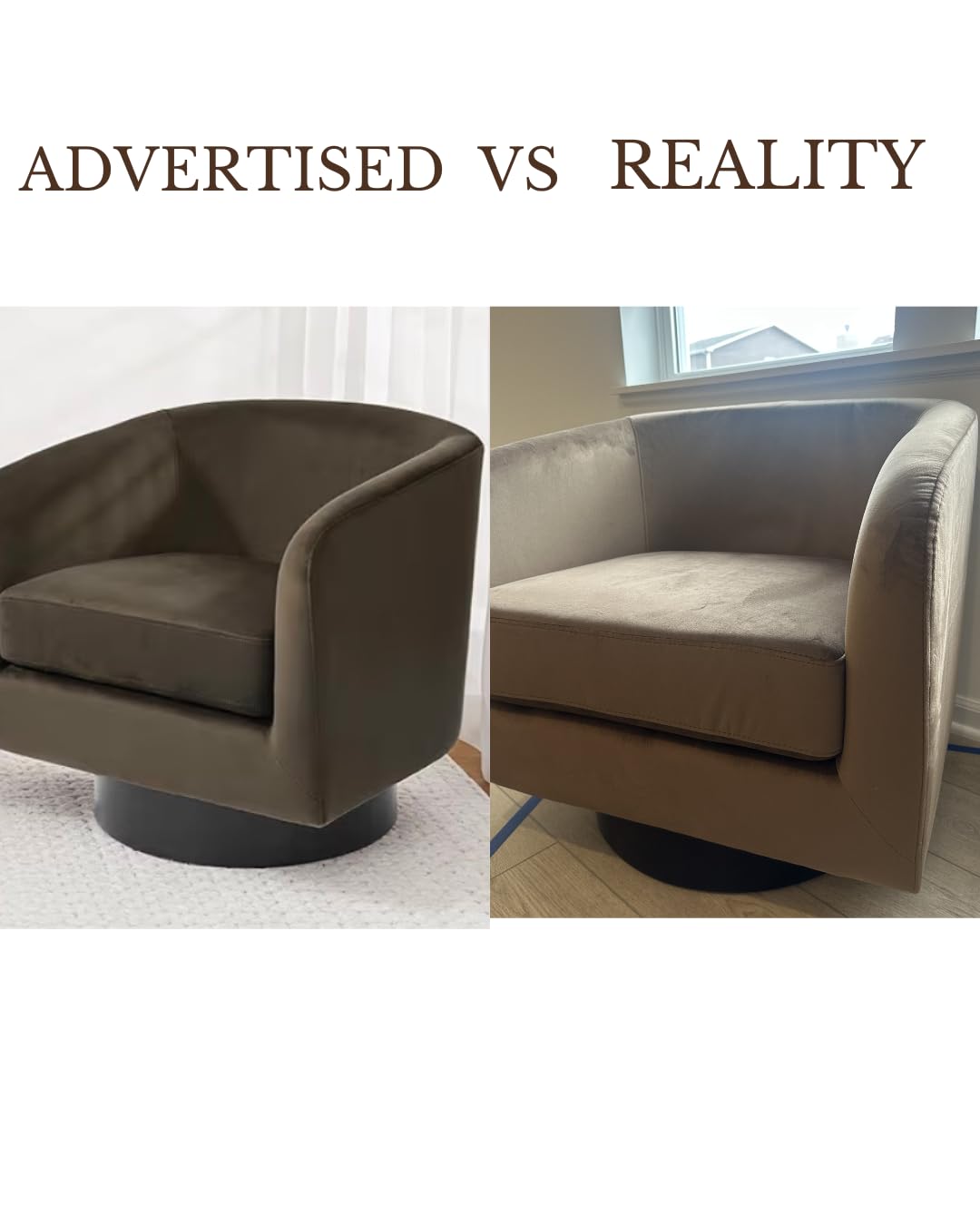 Swivel Barrel Accent Chair, Comfy Reading Armchair, Light Brown, Set of 2 | Club Chairs for Adults, Low-Back Design, Modern Round Style, Solid Wood Frame & Metal Swivel Base, For Living Room & Bedroom customer photo 2