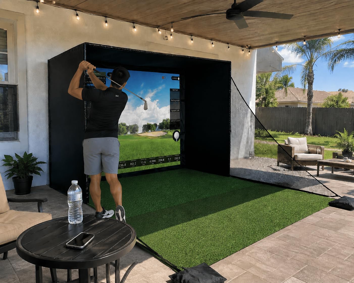 Golf Simulator Enclosure Kit with Premium HD Impact Screen, Full Safety Padding &Blackout Curtain, Home Golf Sim Setup Launch Monitors Compatible, Indoor Cage Net Golfing Accessories customer photo 2