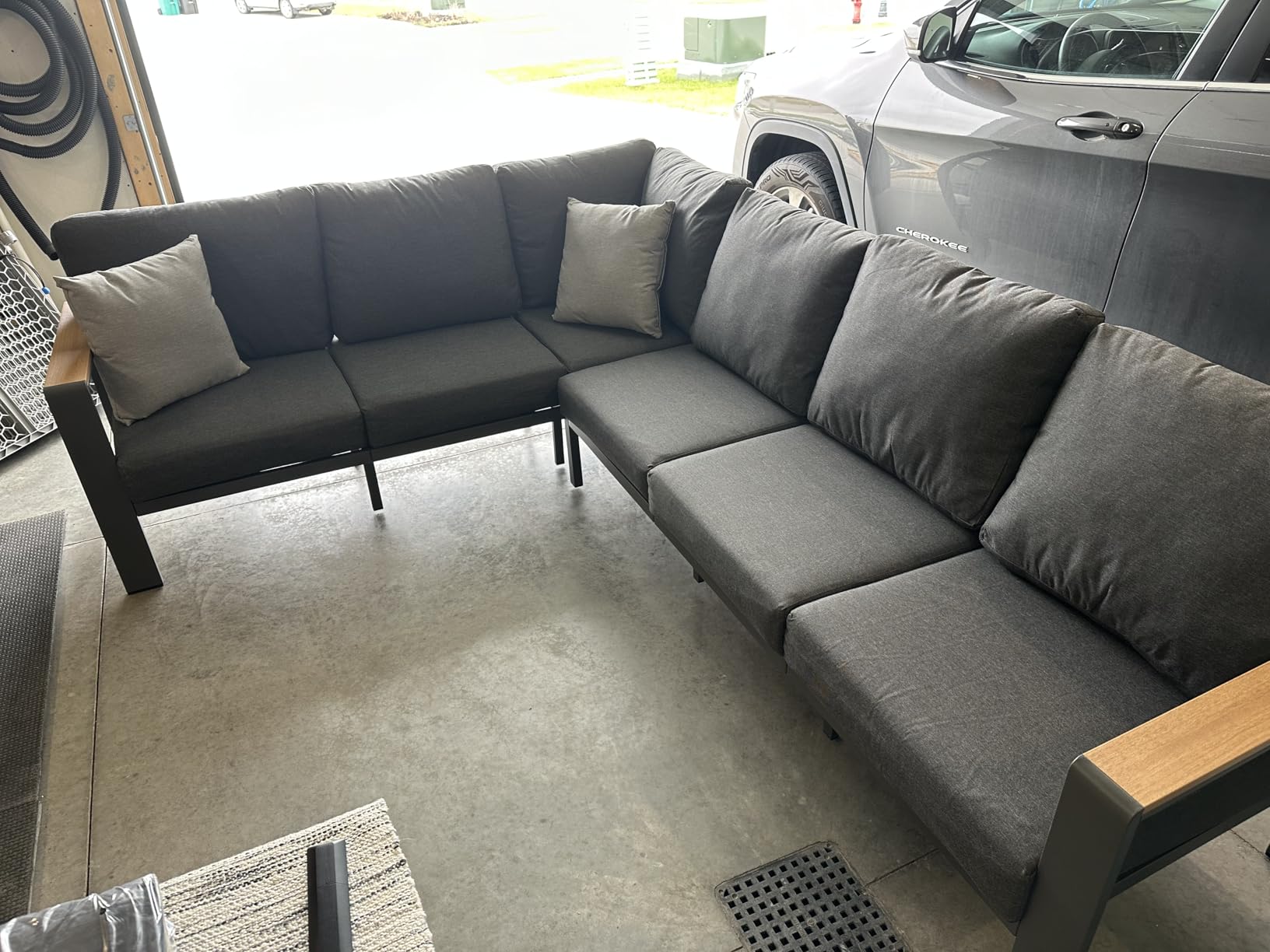 Aluminum Outdoor Patio Furniture Set 8 Seats, Outdoor Sectional Corner Sofa, Patio Conversation Set with Coffee Table & Washable Cushions, Furniture Set for Porch, Balcony, Deck, Graphite customer photo 1