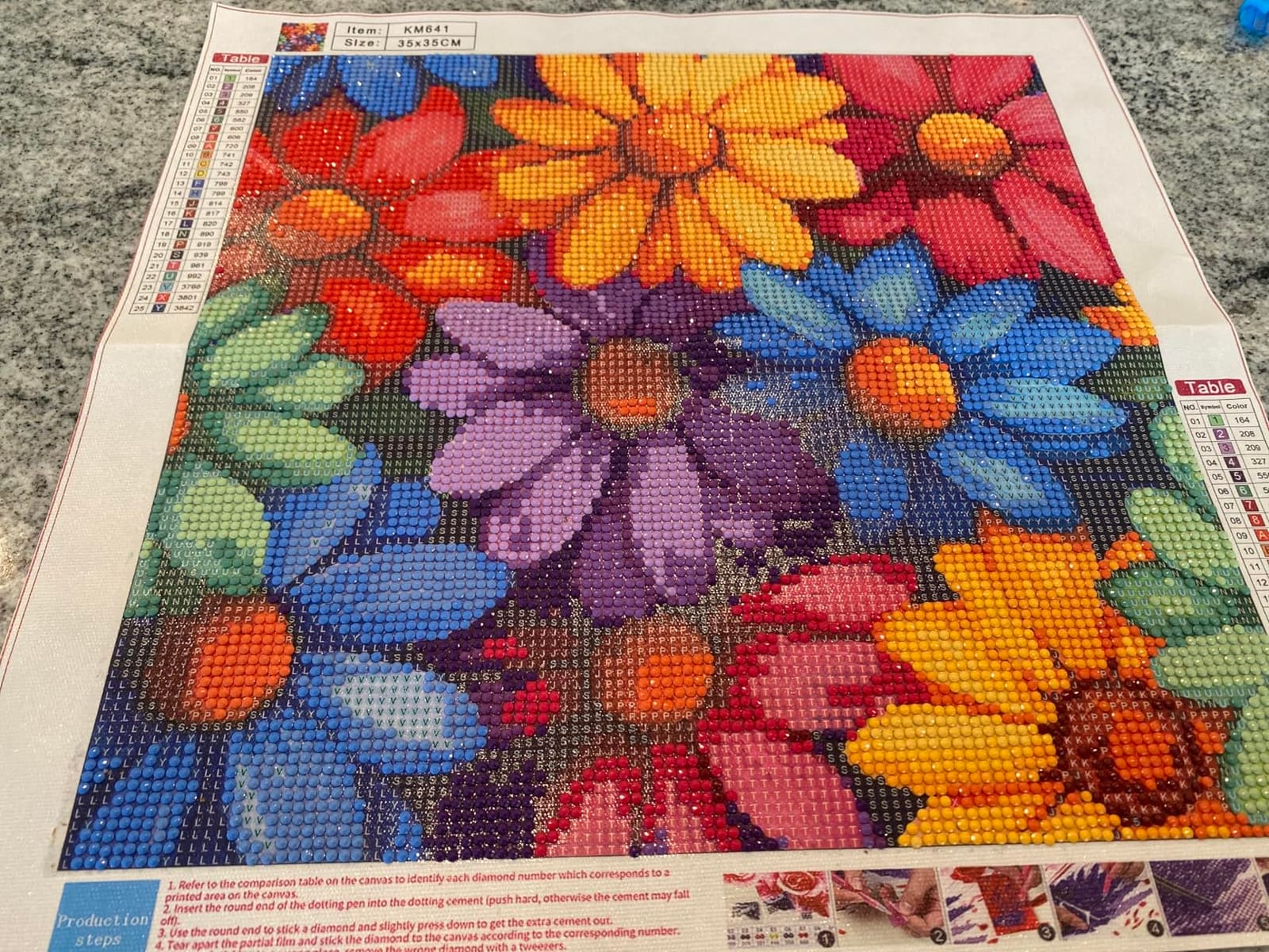 Flowers Diamond Art Kits for Adults, 5D Diamond Painting for Beginners | DIY Full Drill Round Gem Painting Art for Adults, Home Wall Decor 13.78x13.78 Inch customer photo 1