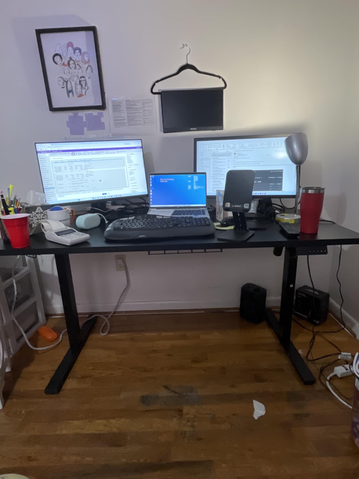 SIAGO Brown 60x28 in Standing Desk, 1 Inch Thick Tabletop, Double Frame | Electric, Holds 220lbs, Sit Stand, 3 Memory Height Adjustment customer photo 2