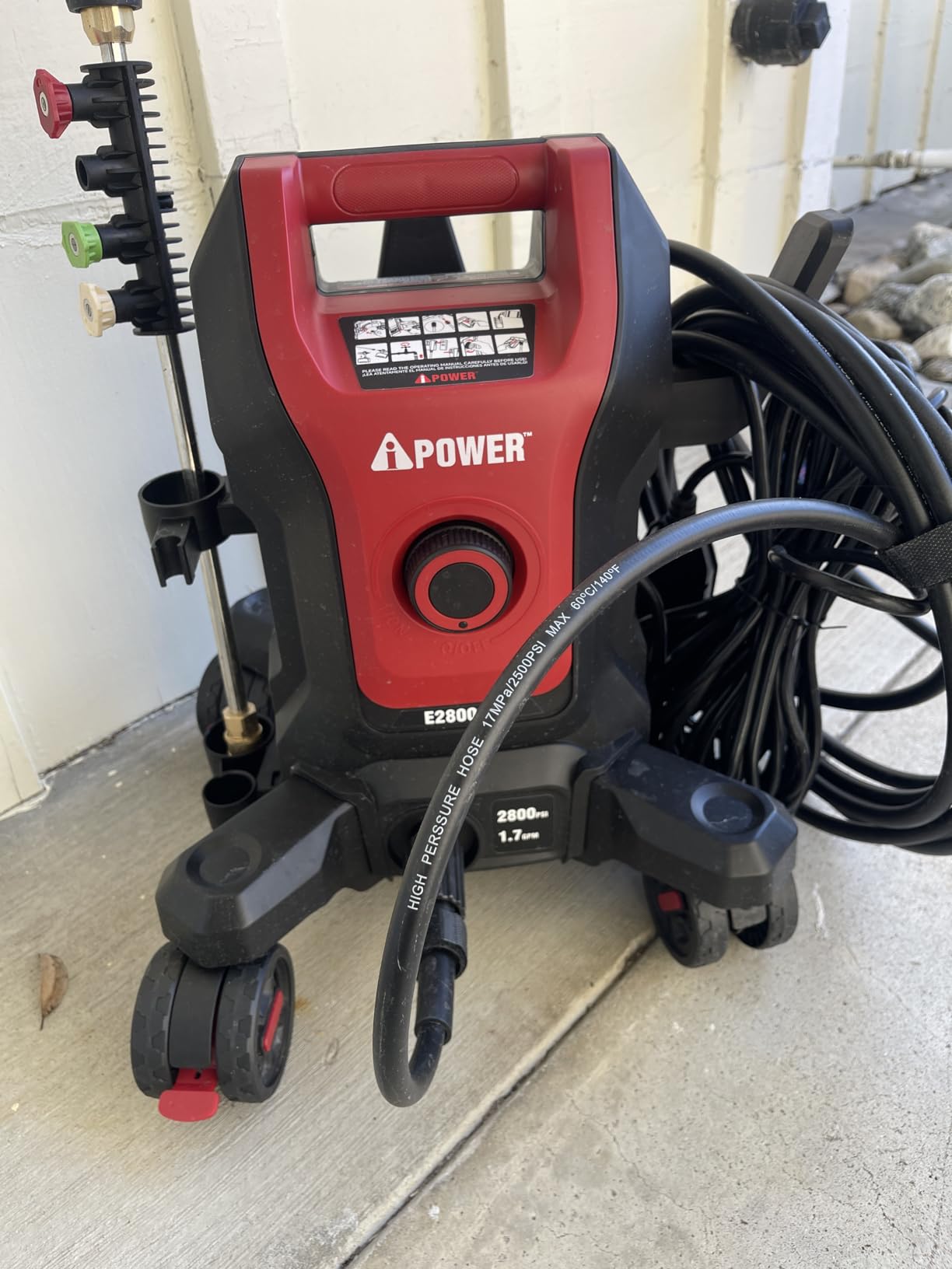 A-iPower Electric Pressure Washer 2800 Max PSI 1.7 Max GPM Follow Me | Power Washer with Anti-Tipping Design QC Turbo Nozzle Soap Dispense for Fence Driveway Patio Cars Home Cleaning E2800-FM Red customer photo 2