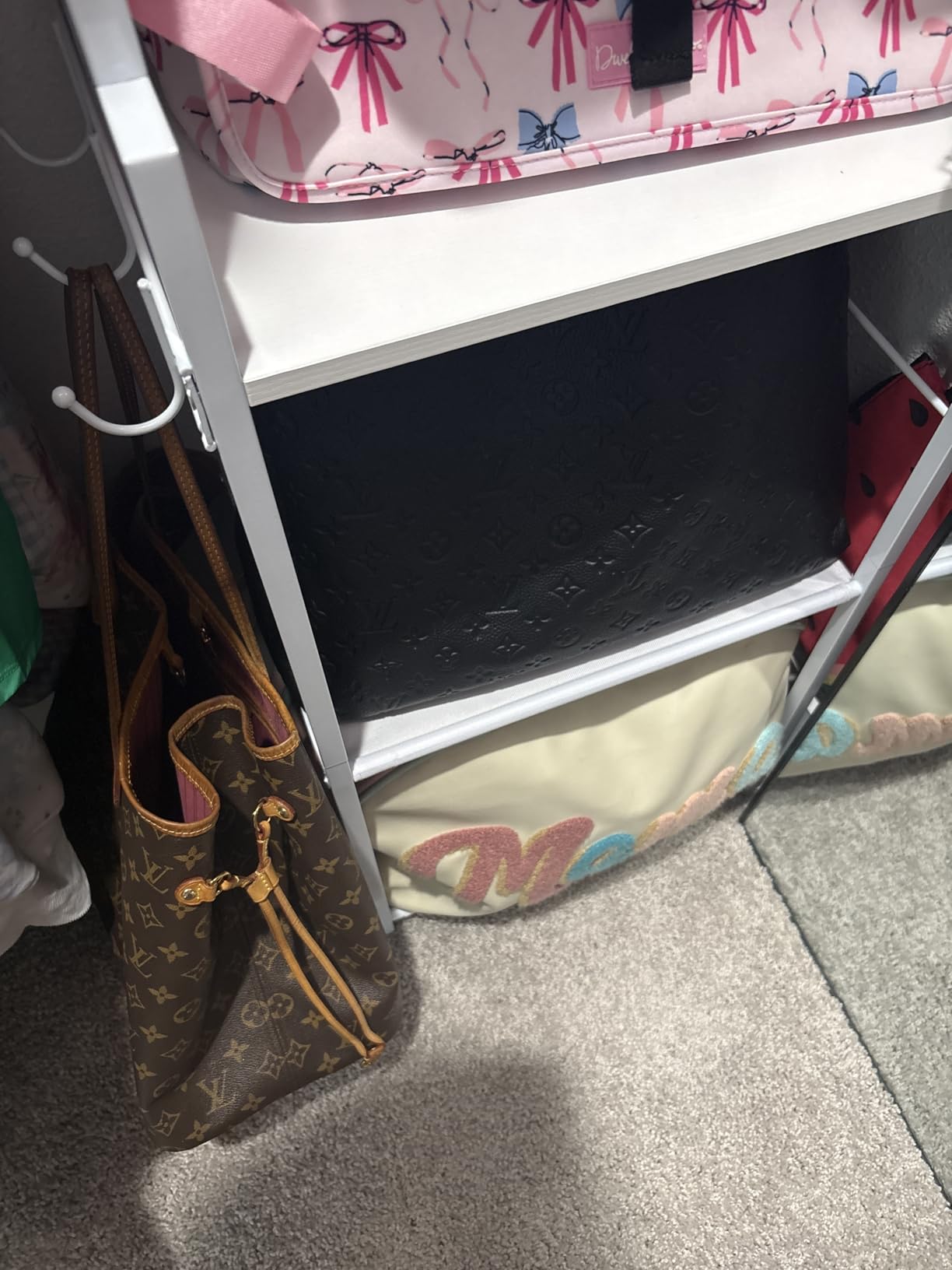 Tall Purse Organizer for Closet, Narrow & High-Capacity Handbag Organizer | Purse Rack Stand with 10 Purse Hanger & 6 Side Hooks customer photo 1
