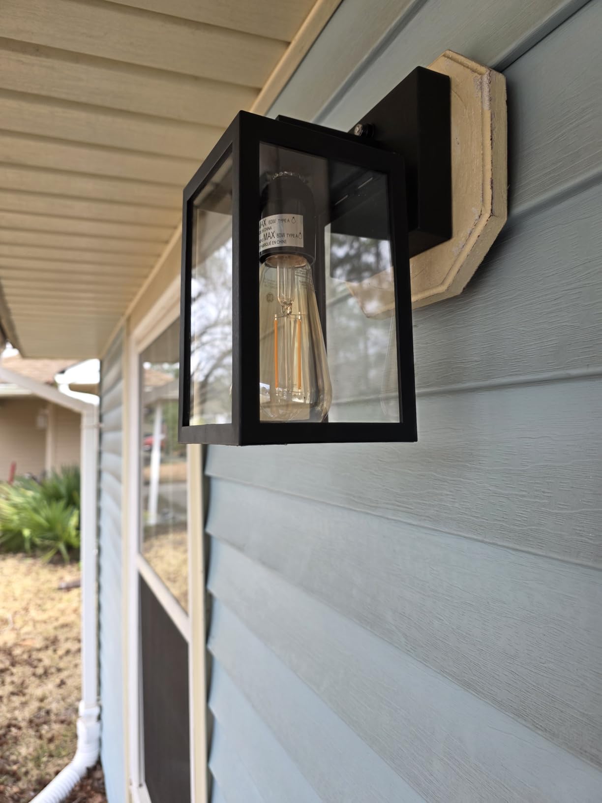2 Pack Dusk to Dawn Outdoor Wall Light Fixtures, Exterior Porch Light, Waterproof Wall Sconces Lanterns, Sensor Lighting Wall Mount for House Doorway Garage, Black customer photo 2