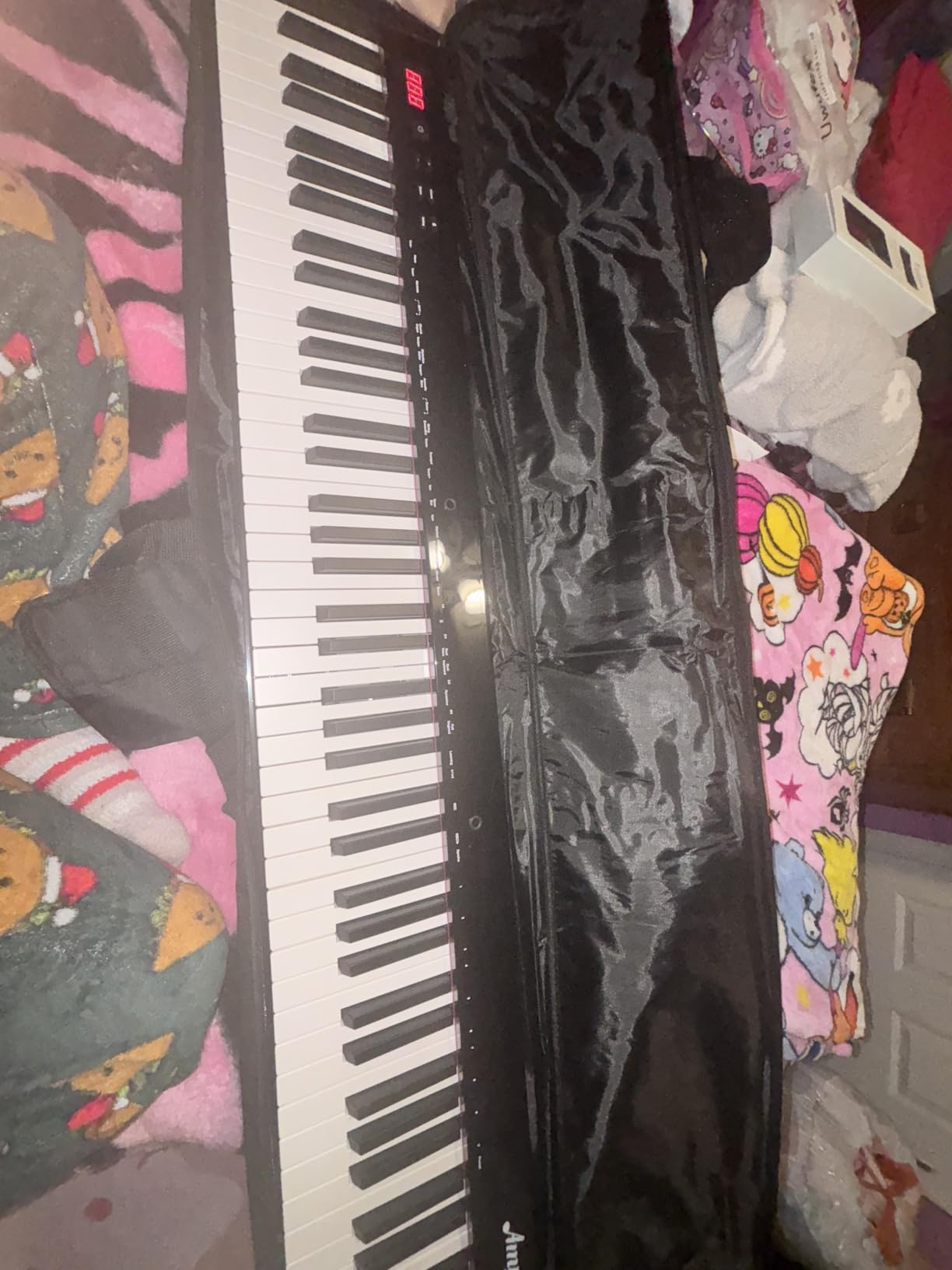 88 Key Weighted Folding Keyboard, Full Size Electric Piano Keyboard 88 Keys with for Beginners, Portable Case, Sustain Pedal, Black and White, Digital Piano Carry Bag, Note Sticker, Holder, Headphone customer photo 1