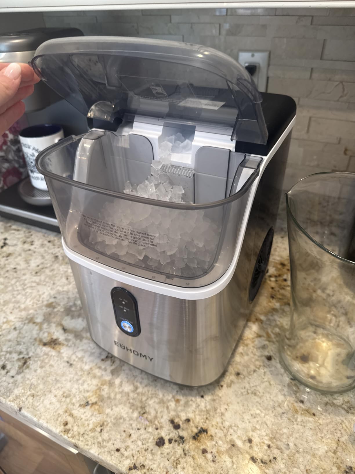 EUHOMY Nugget Ice Maker Countertop, Ready in 7 Mins, 35Lbs/24H Pebble Ice Maker Machine, Self-Cleaning Countertop Sonic Ice Makers with Ice Scoop&Basket, Pellet Ice Maker for Home, Stainless Steel customer photo 2
