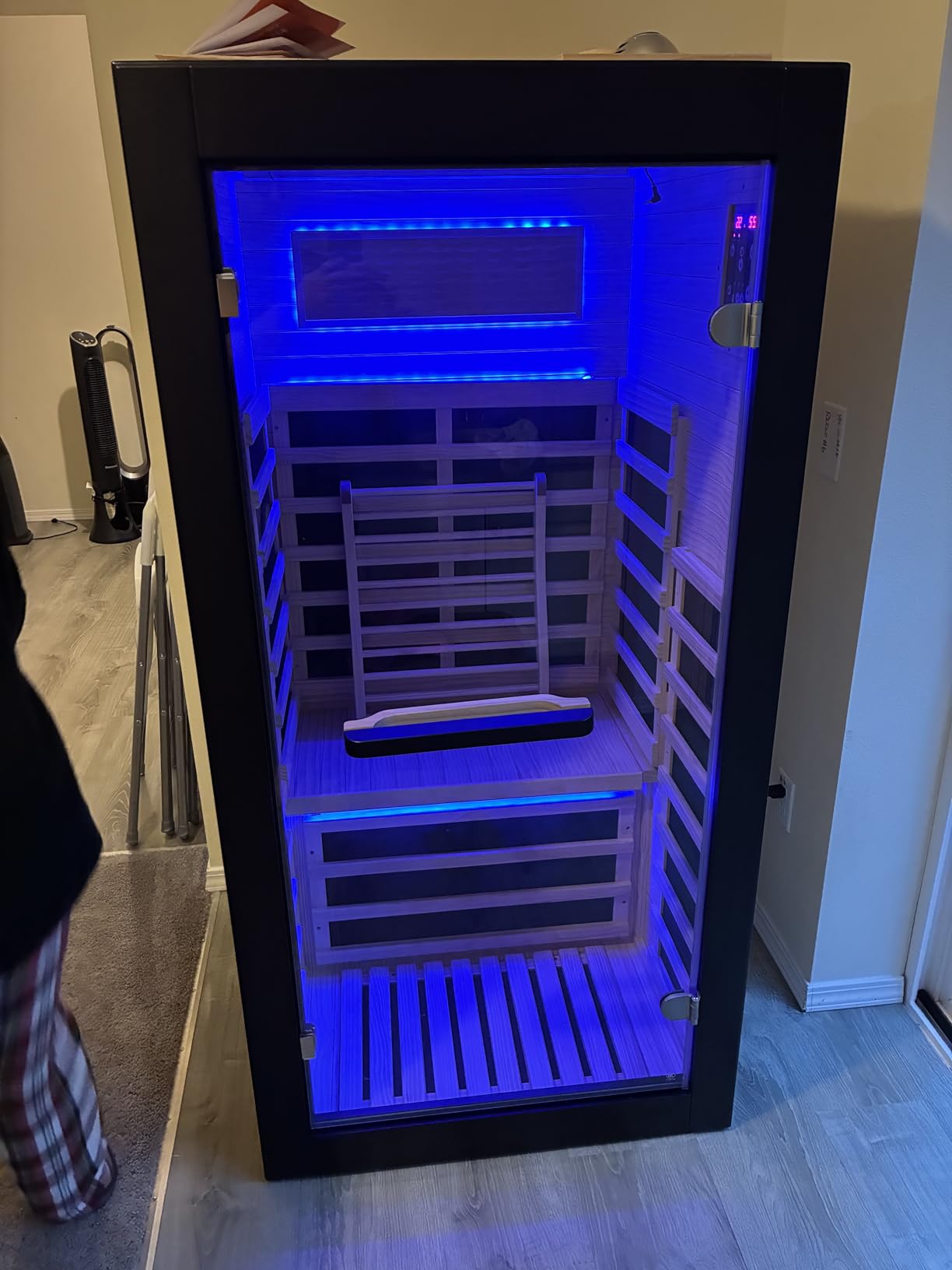 OUTEXER Sauna One Person Far Infrared Saunas Room Chilean Pine Wood 1050W | Dry Saunas Spa with 7 Color Starry Sky Light Oxygen Bar Cup Holder customer photo 1
