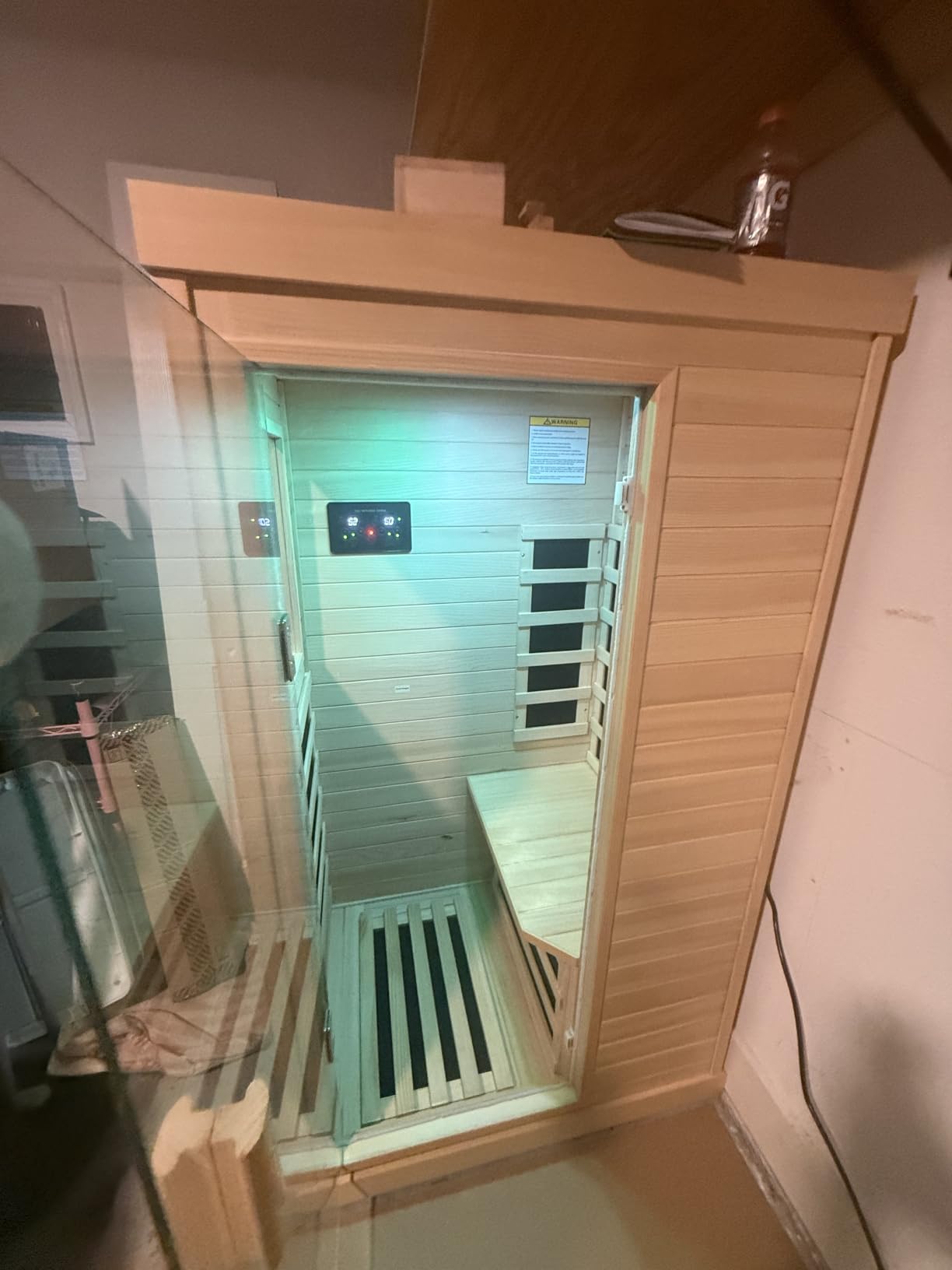 OUTEXER Sauna One Person Far Infrared Saunas Room Chilean Pine Wood 1050W | Dry Saunas Spa with 7 Color Starry Sky Light Oxygen Bar Cup Holder customer photo 2