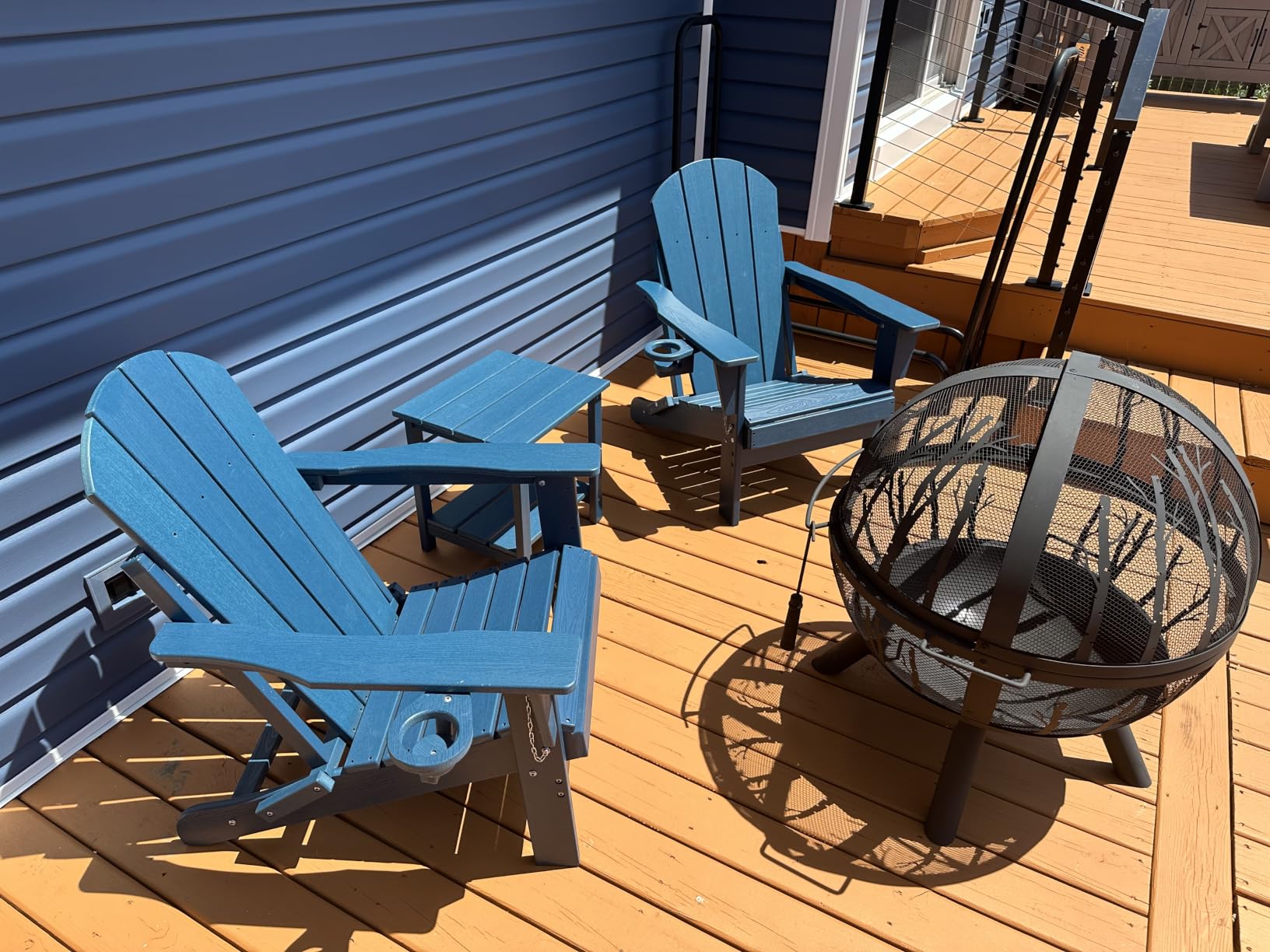 HDPE Folding Set of 2 w/ Side Table, Navy customer photo 1