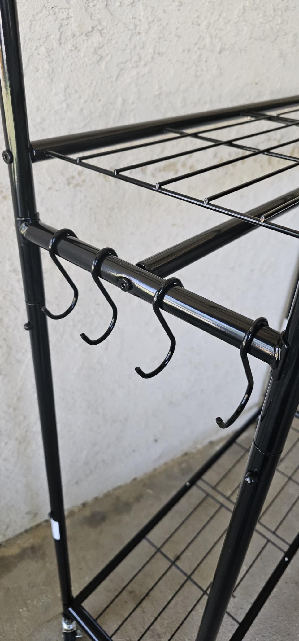Simple Trending Clothes Rack, Clothing Rack, Portable Closet, Black | Wardrobe Closet with Mesh Shelves & Hooks, Metal Garment Rack, 360° Lockable Wheels, Multi-Functional, for Bedroom, Laundry customer photo 1