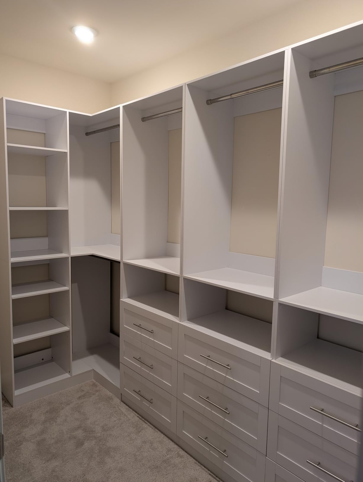 Closet System with 9 Drawers, Corner Closet Organizer Systems L-Shaped Walk in Closet Freestanding Corner Tower Modular Storage System 4 Sets 2800+ Lbs Capacity White customer photo 1