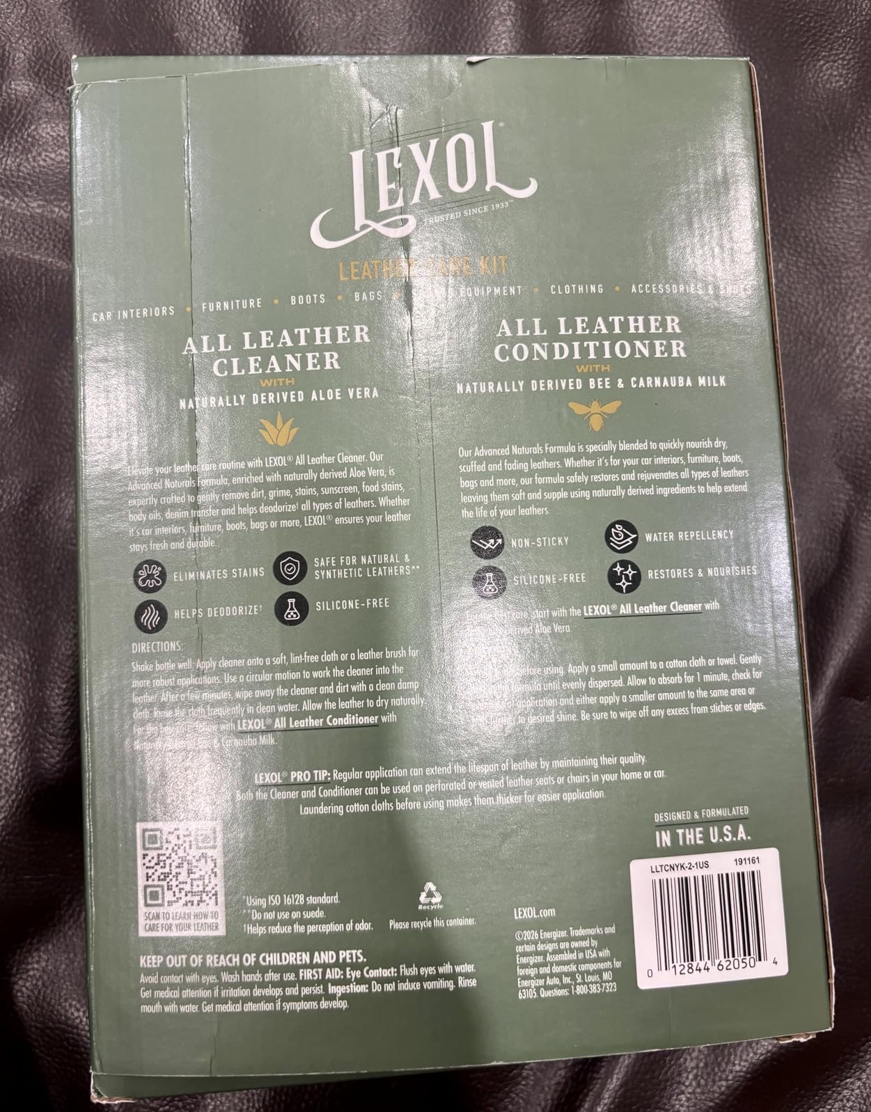 Lexol All Leather Care Kit - 5-Piece Natural Leather Cleaner & Conditioner with Aloe Vera, Bee Milk, Cloths & Brush for Car Seats, Furniture, Jackets, Bags & Boots customer photo 1